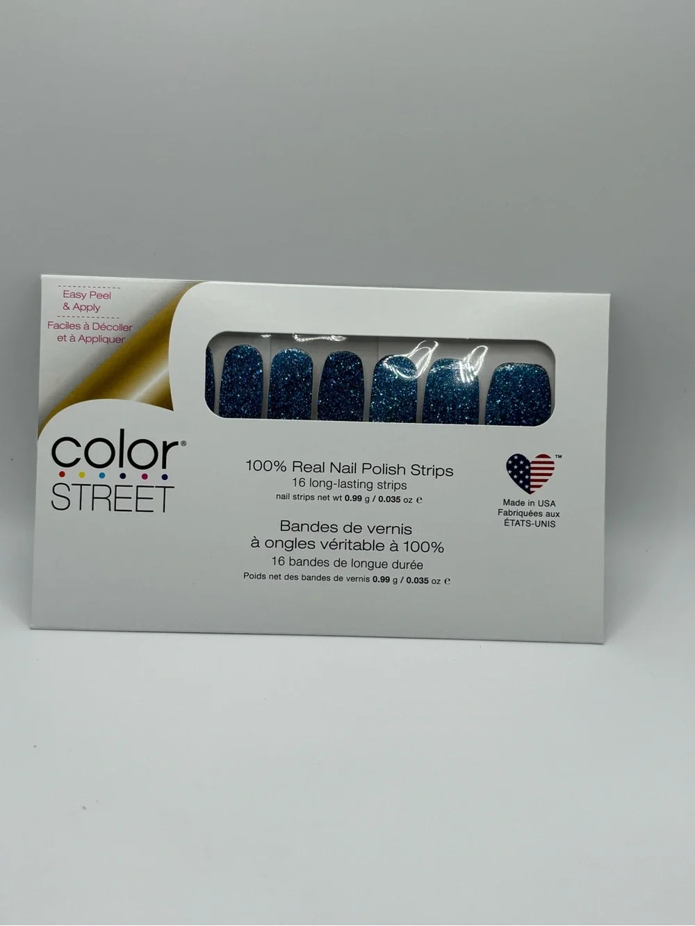 Color Street Dallas Darling Blue Glitter Nail Polish Strips New